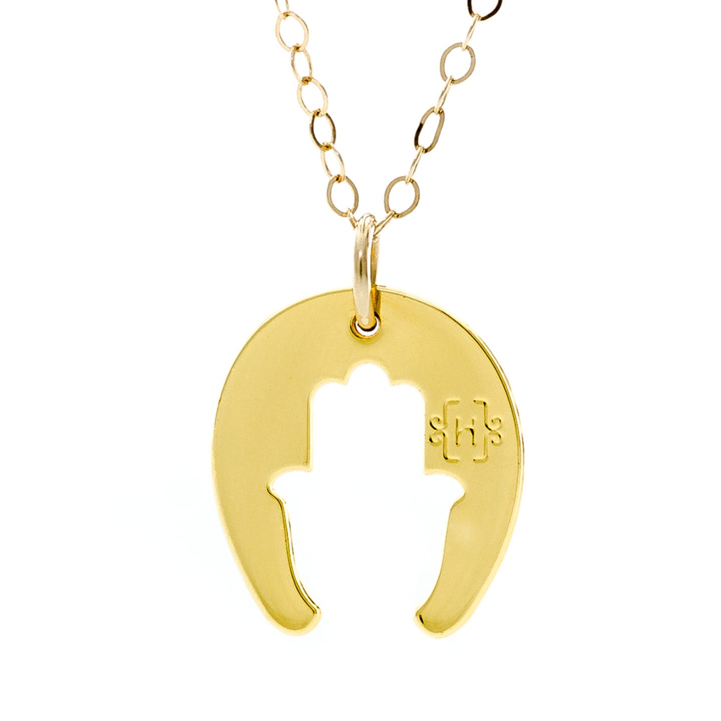 Hamsa Horseshoe Necklace
