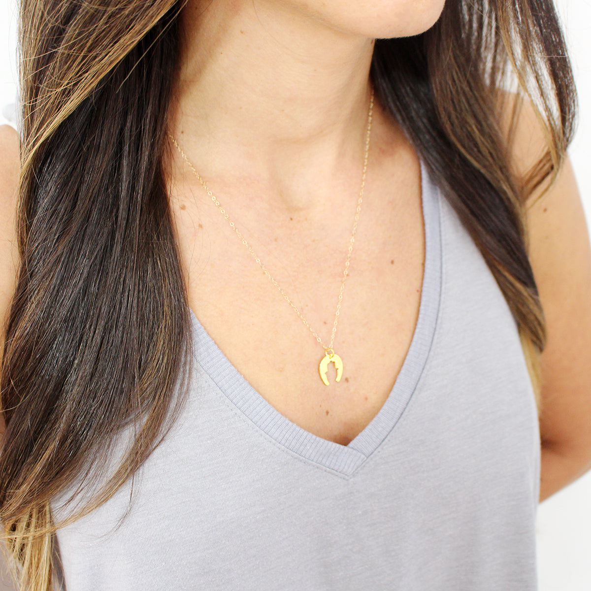 Hamsa Horseshoe Necklace
