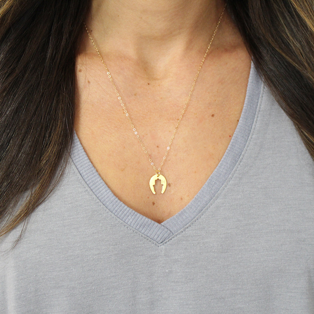 Hamsa Horseshoe Necklace